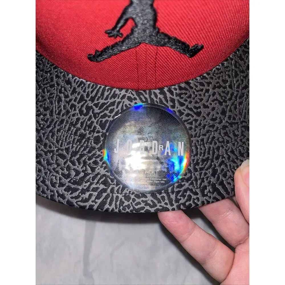 Air Jordan Red Black Cement Elephant Jumpman Hat Snapback Cap RARE NWOT